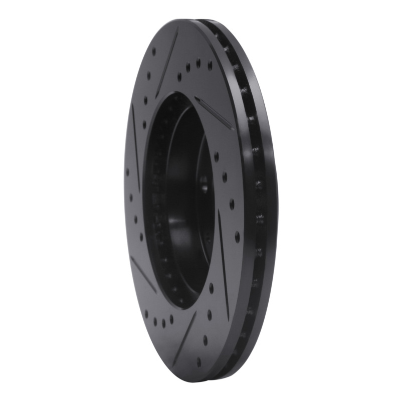 Honda Civic Brake Rotor (1) - Front Right - R1 Concepts - Drilled & Slotted - Black - `90-`00